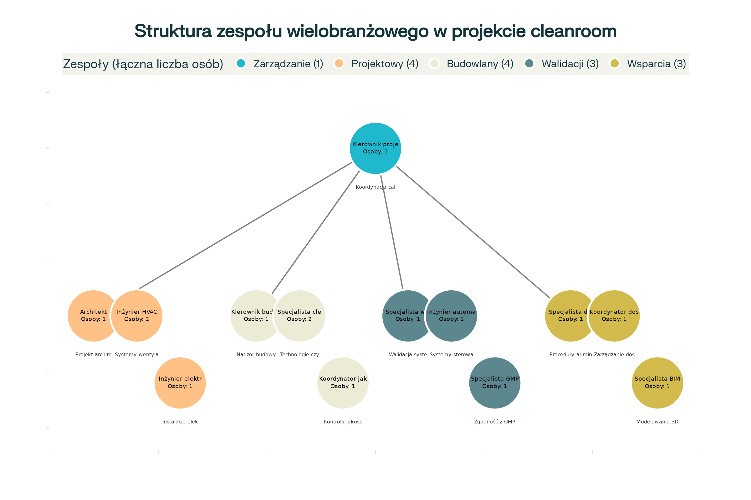 Struktura organizacyjna wielobranżowego zespołu projektowego w realizacji cleanroom