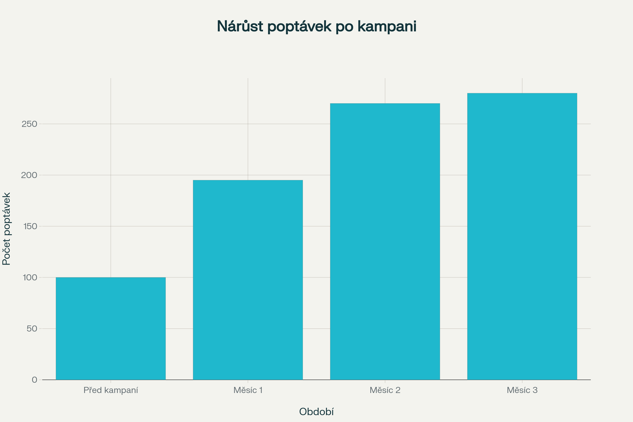 Nárůst počtu webových poptávek po spuštění kampaně
