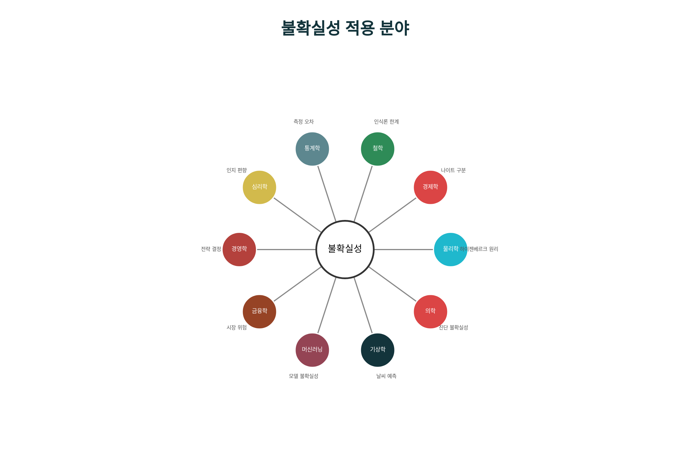 불확실성이 적용되는 다양한 학문 분야와 실무 영역들