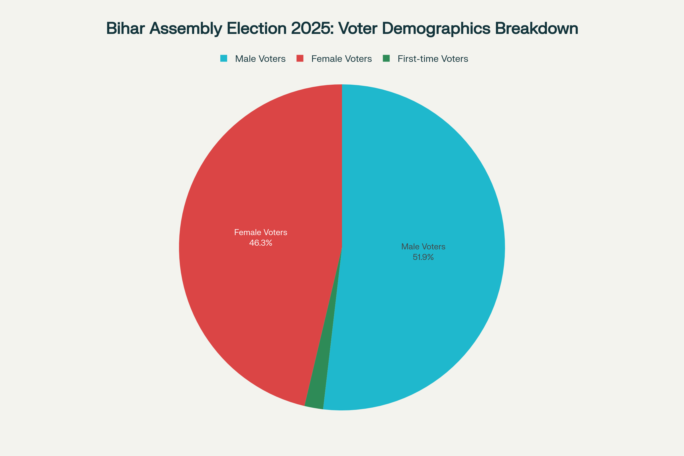 Bihar Assembly Election 2025 voter demographics showing the distribution across gender and first-time voters among the total 7.42 crore eligible voters