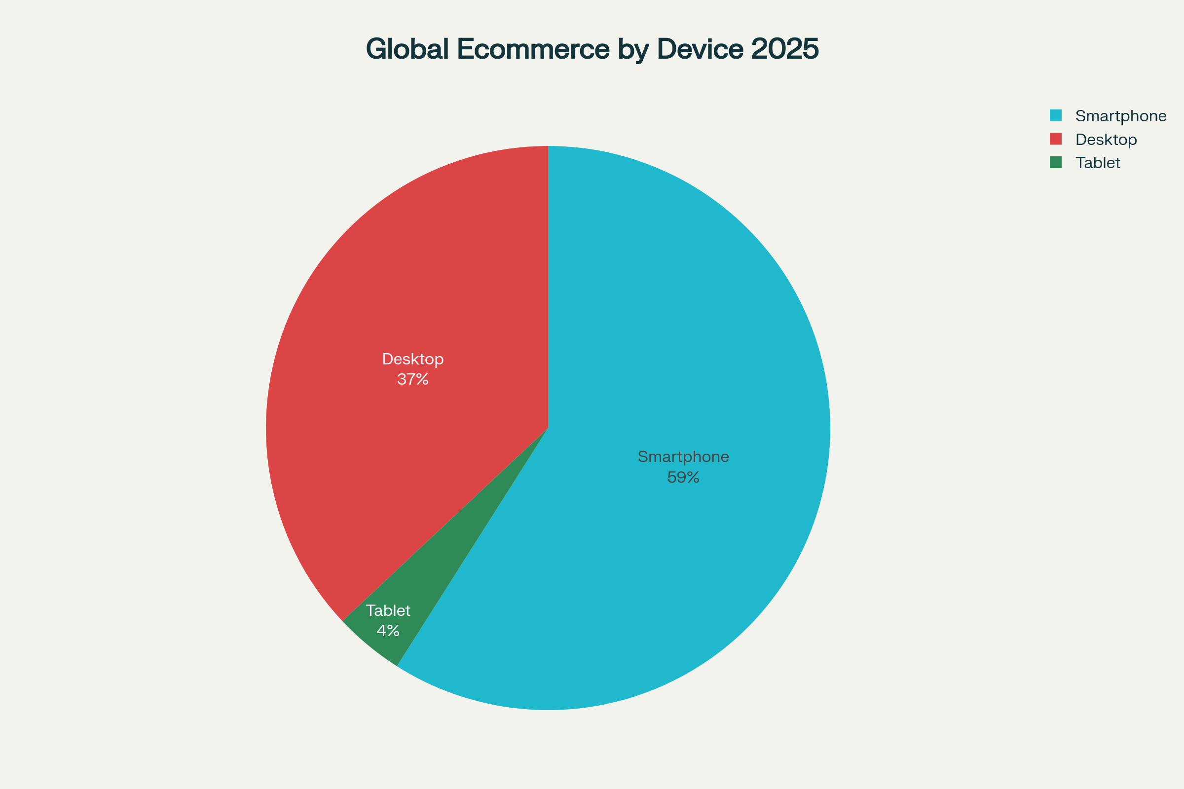 Global ecommerce purchases by device type (2025) as per 2025 ecommerce trends