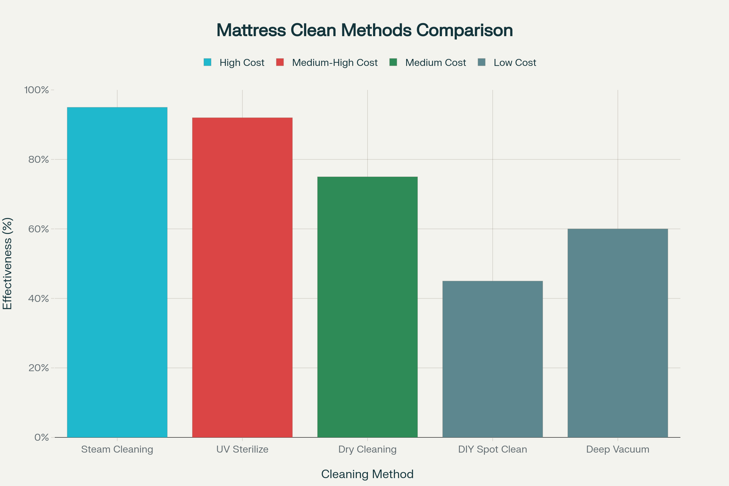 Professional mattress cleaning methods comparison chart